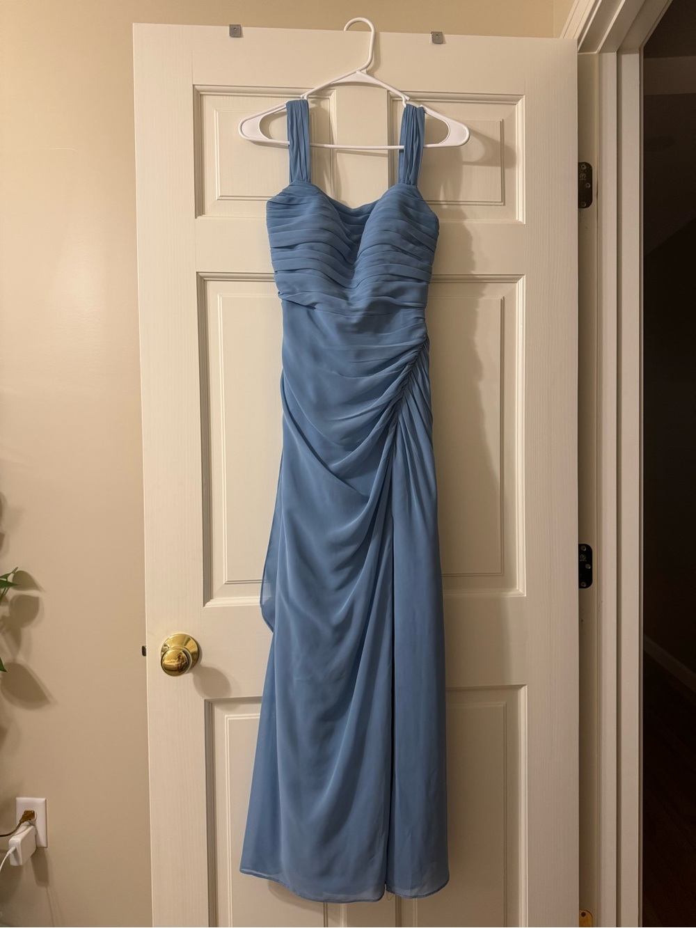 Steel Blue Sheath Bow Chiffon Dress